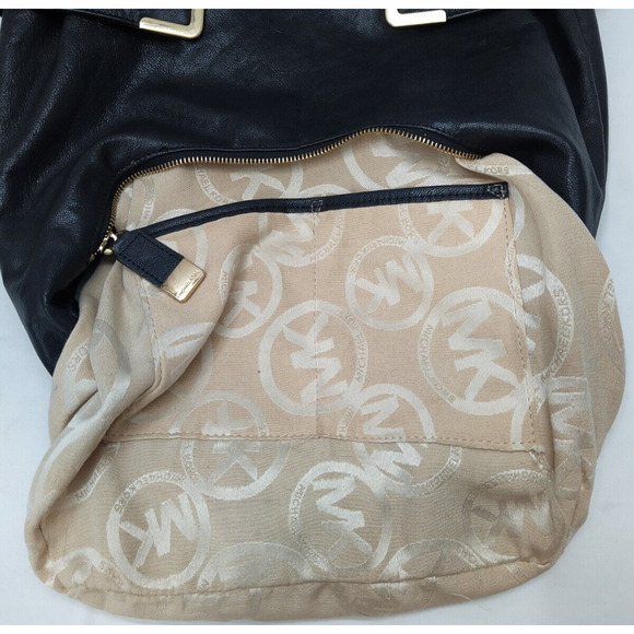 Michael Kors Black Leather Pockets Zipper Closure Hobo Shoulder Bag - Picture 11 of 16